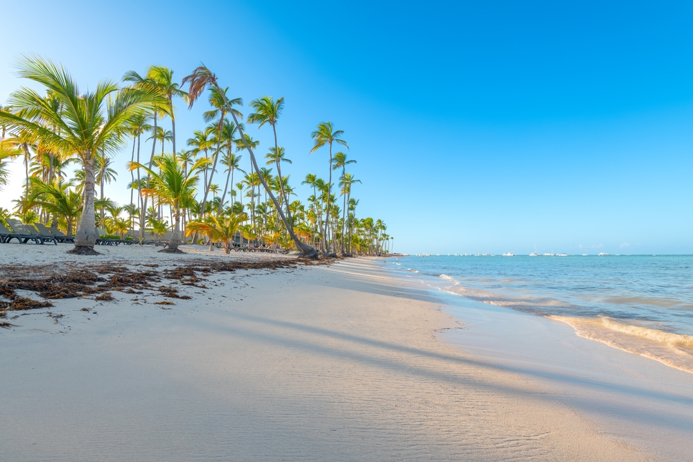 Bavaro Beach in Punta Cana at the Dominican Republic. The article is about cheapest places to fly from Florida.