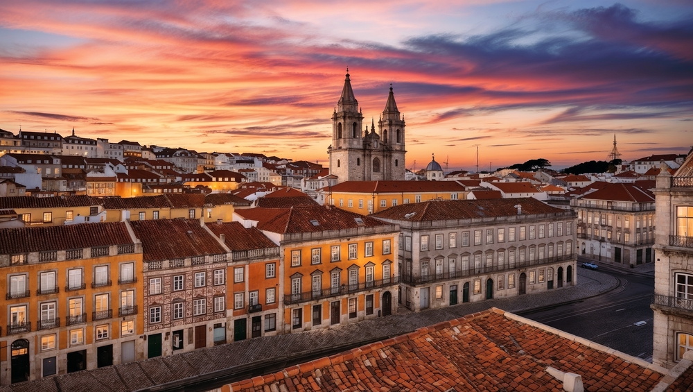 Sunset Over Lisbon: A Captivating View of Historic Architecture